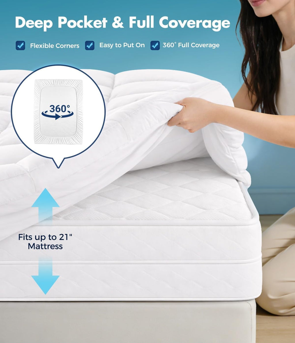 Queen Cotton Cooling Pillow Topper