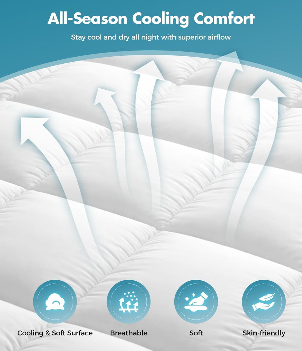 Queen Cotton Cooling Pillow Topper