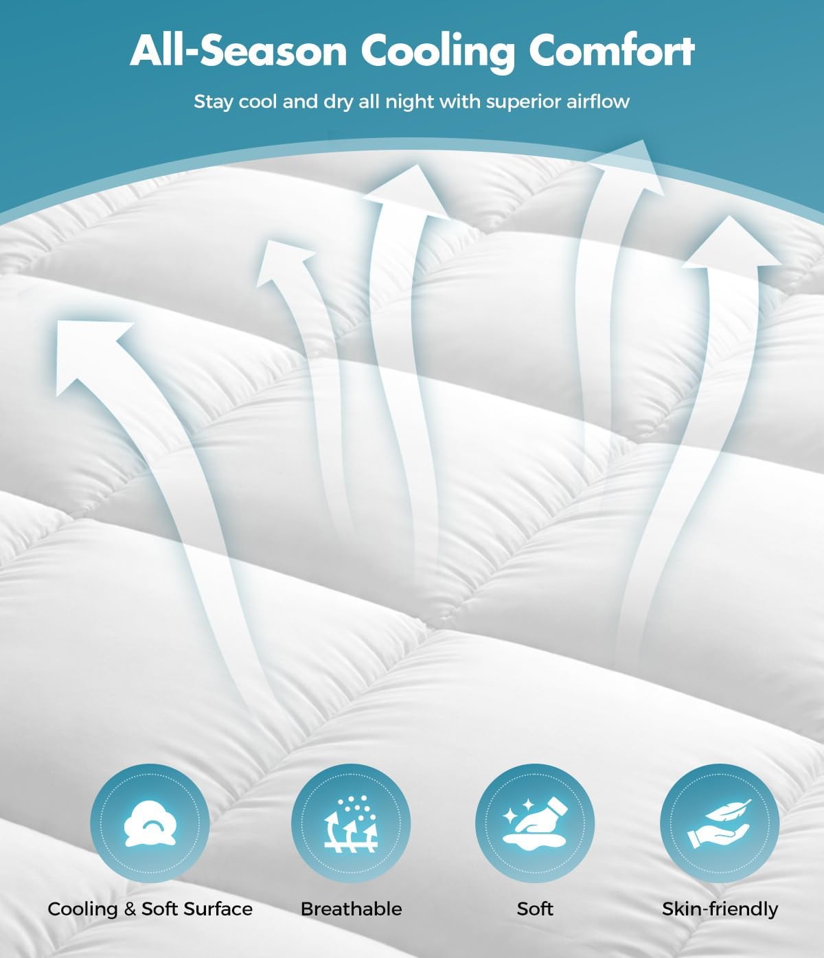 Queen Cotton Cooling Pillow Topper