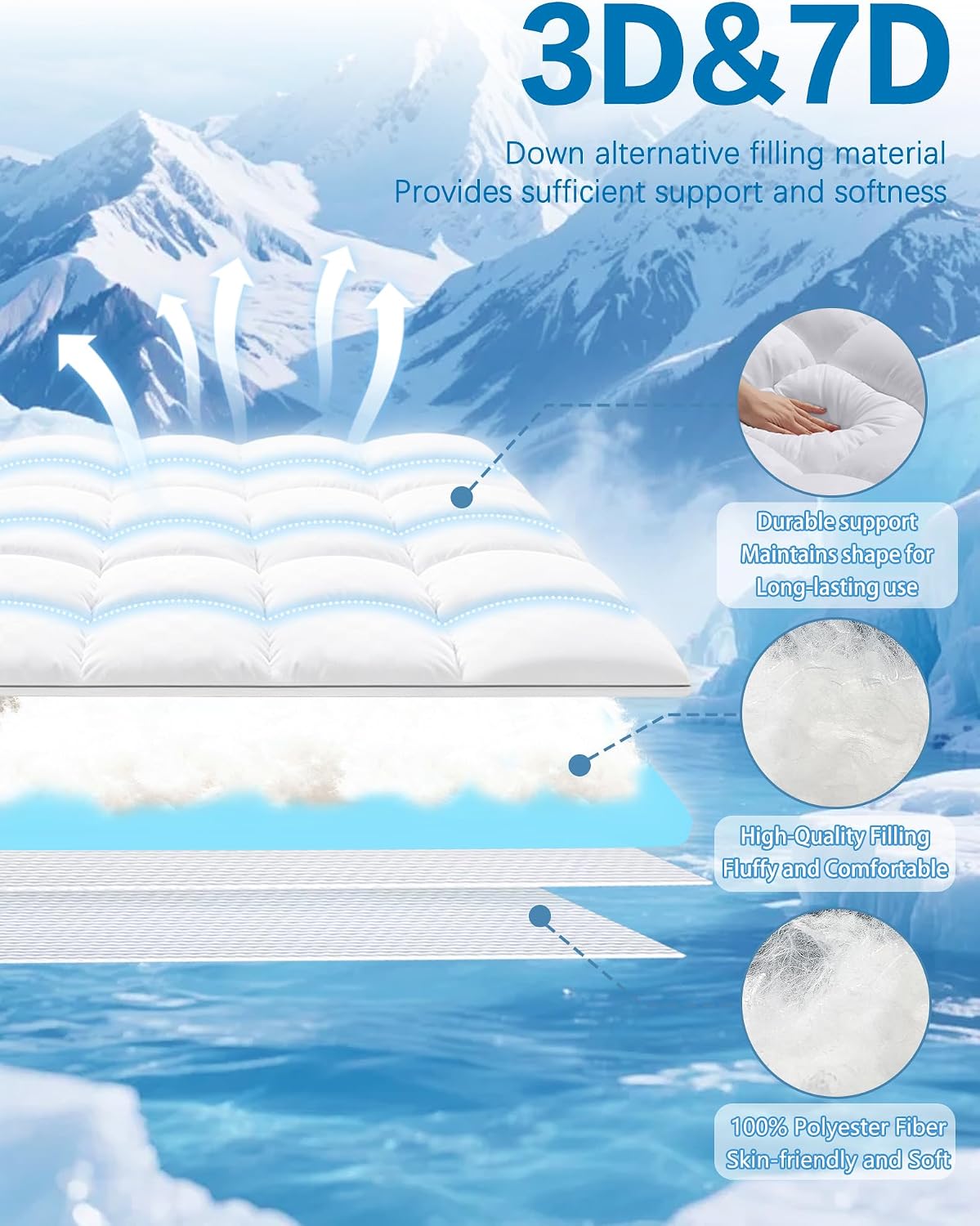 King Thick Quilted Cooling Topper