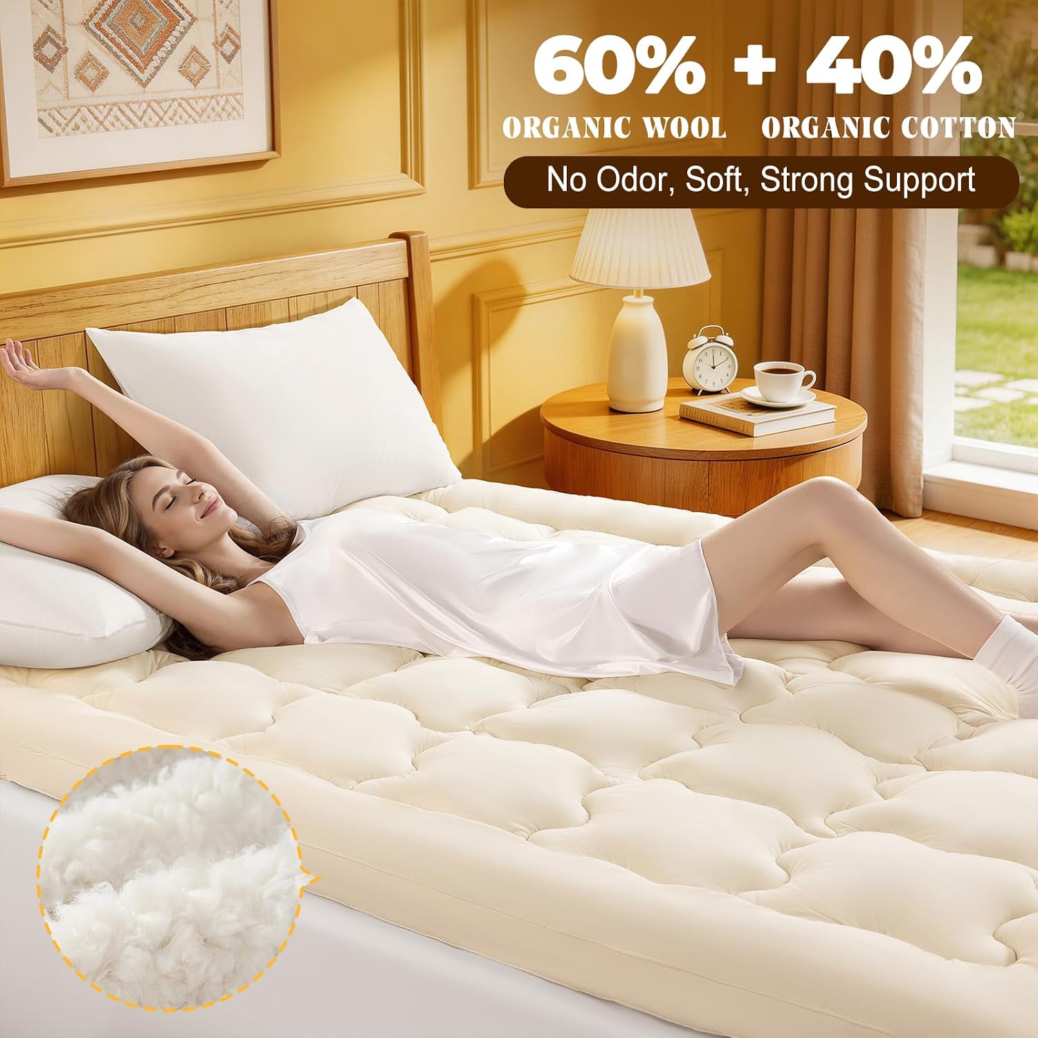 Queen Organic Wool Cotton Topper