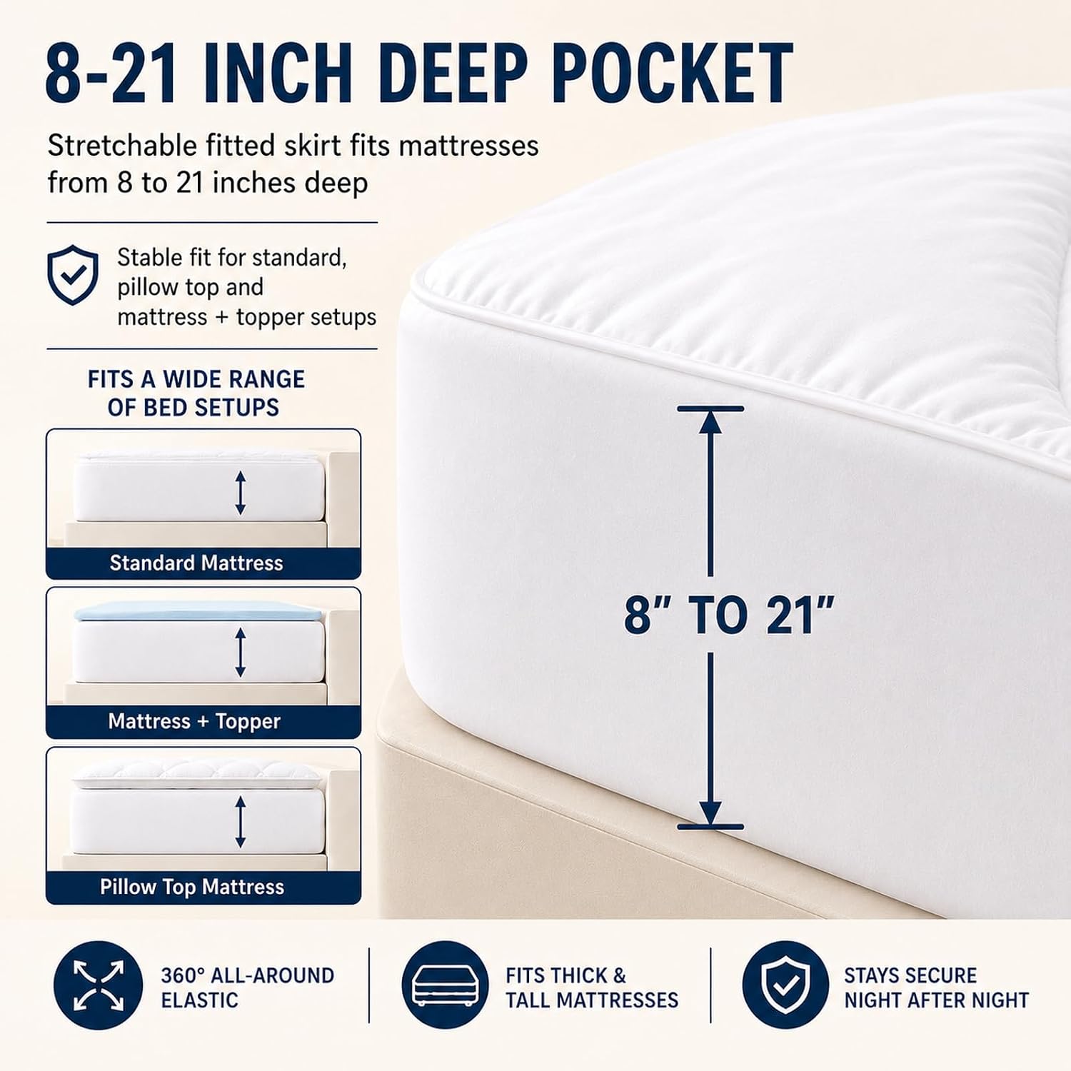Queen Cotton Quilted Mattress Pad