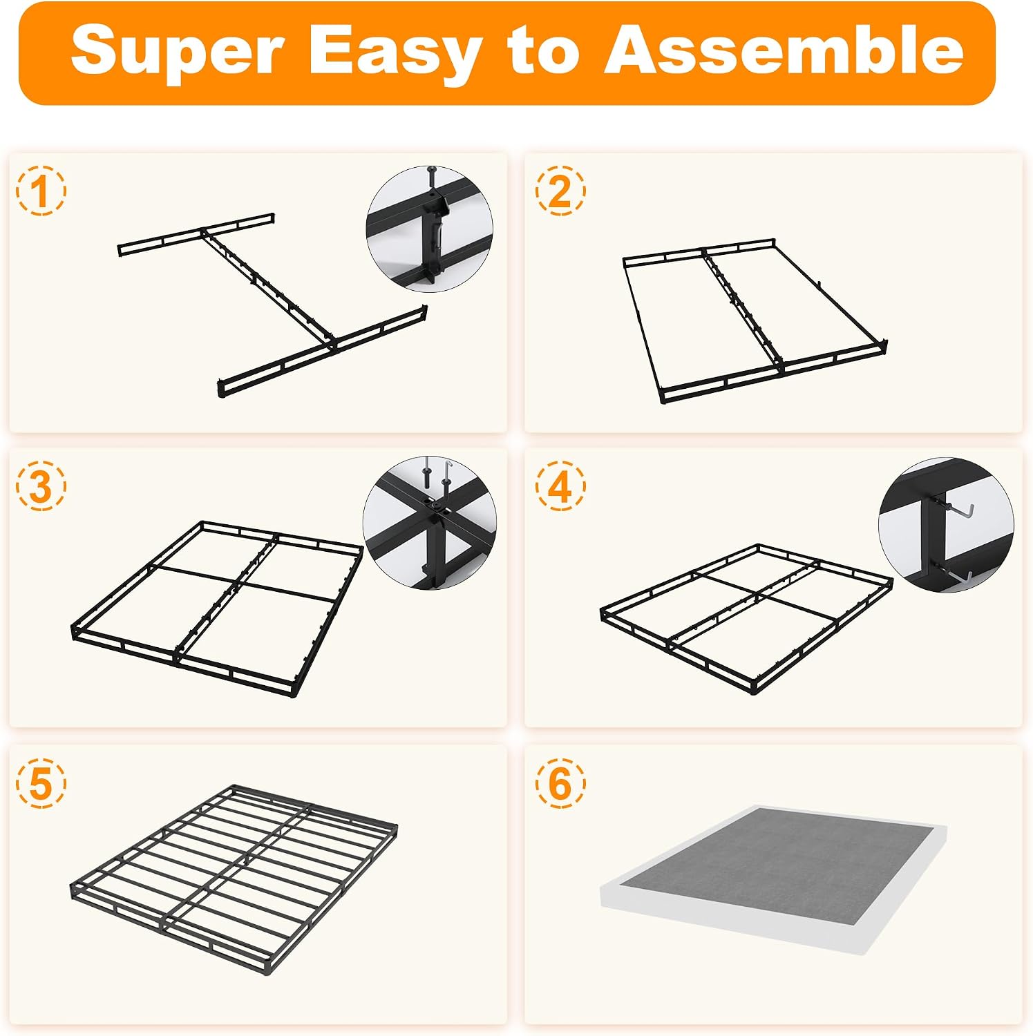 King Low Metal Box Spring Base