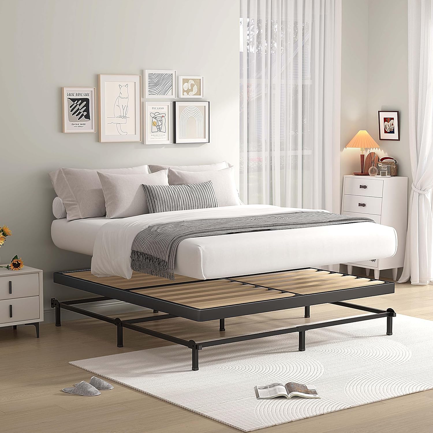 Queen Low Wood Slat Box Spring