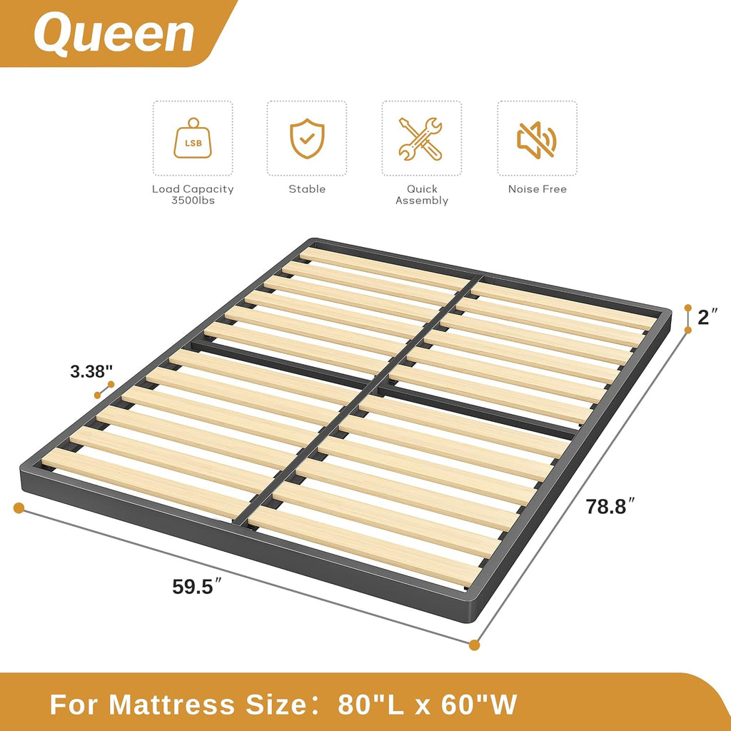 Queen Low Wood Slat Box Spring